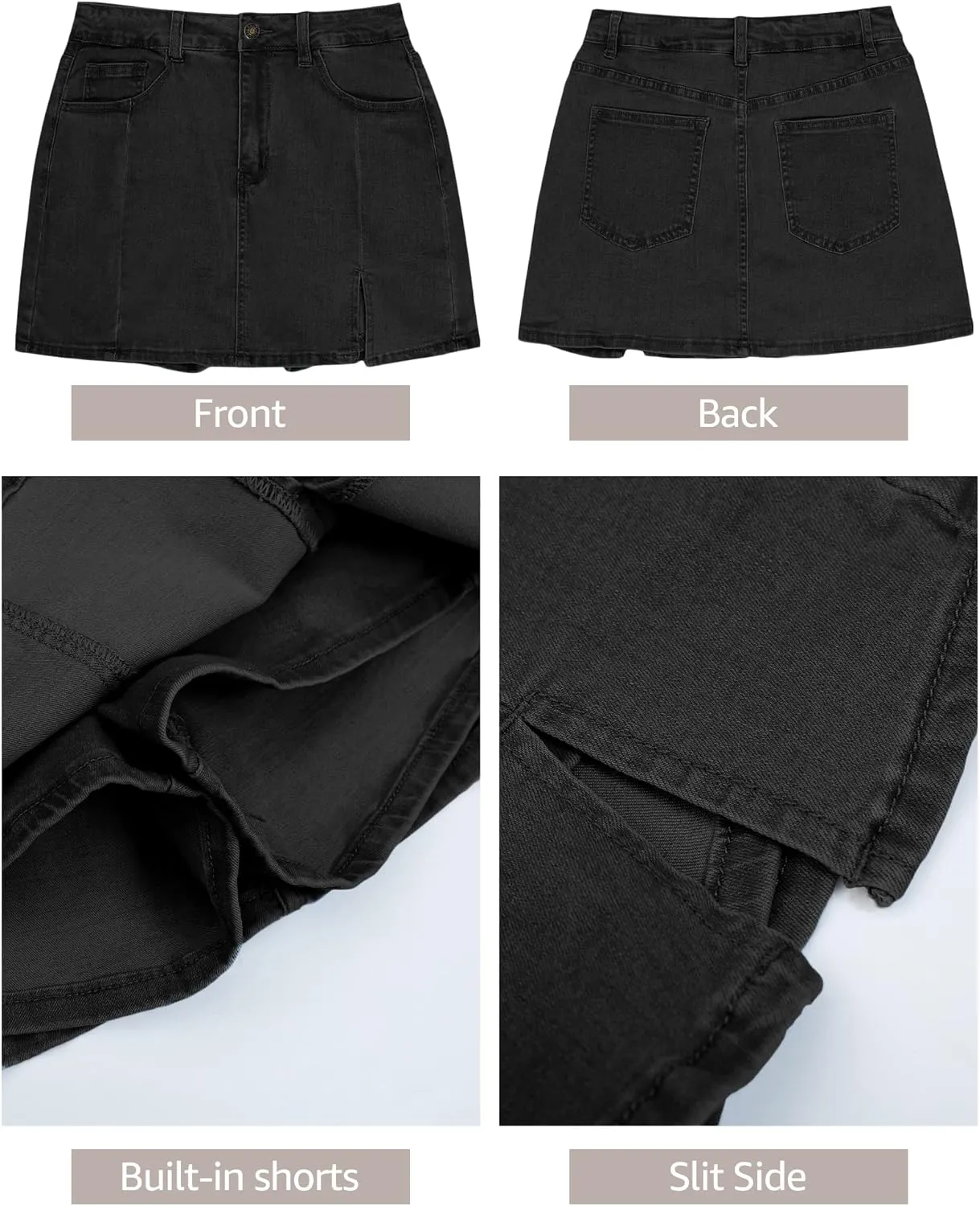 luvamia Skorts Skirts for Women Denim Mini Skirt Side Slit with High Waisted Jean Shorts Stretchy