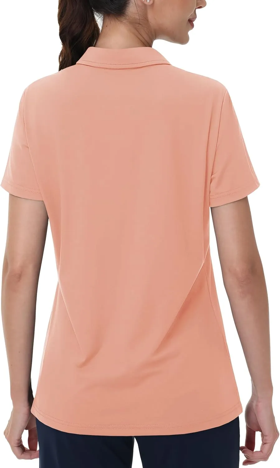 MAGCOMSEN Women's Golf Shirts Short Sleeve Polo Collared Tennis Shirt V Neck Quick Dry Sun Protection UPF 50 