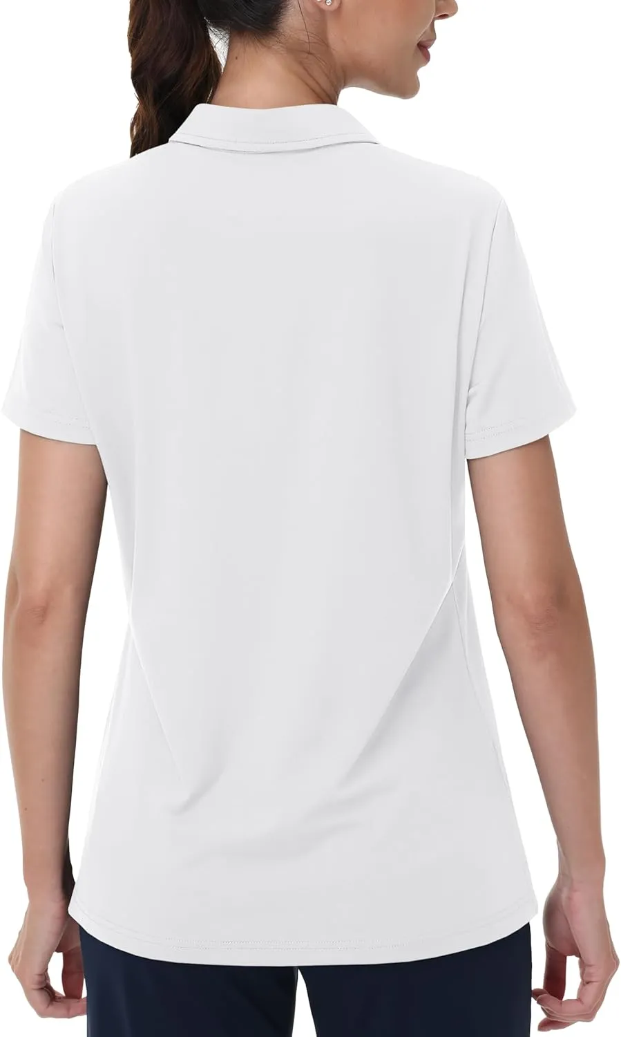 MAGCOMSEN Women's Golf Shirts Short Sleeve Polo Collared Tennis Shirt V Neck Quick Dry Sun Protection UPF 50 
