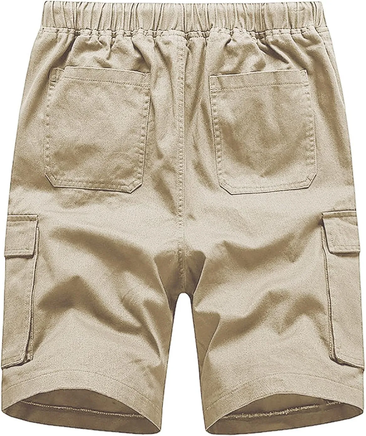Mens Cargo Shorts Elastic Waist Drawstring Cotton Casual Outdoor Lightweight Shorts with Multi Pockets Jogger Pants