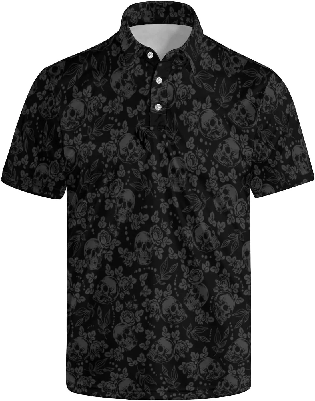 Men's Funny Golf Polo Shirts Quick Dry Blue Cartoon Short Sleeve Polo Shirts