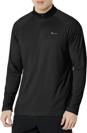 Men's UPF 50  Rash Guard 1/4 Zip Stand Collar Swim Shirt Long Sleeve