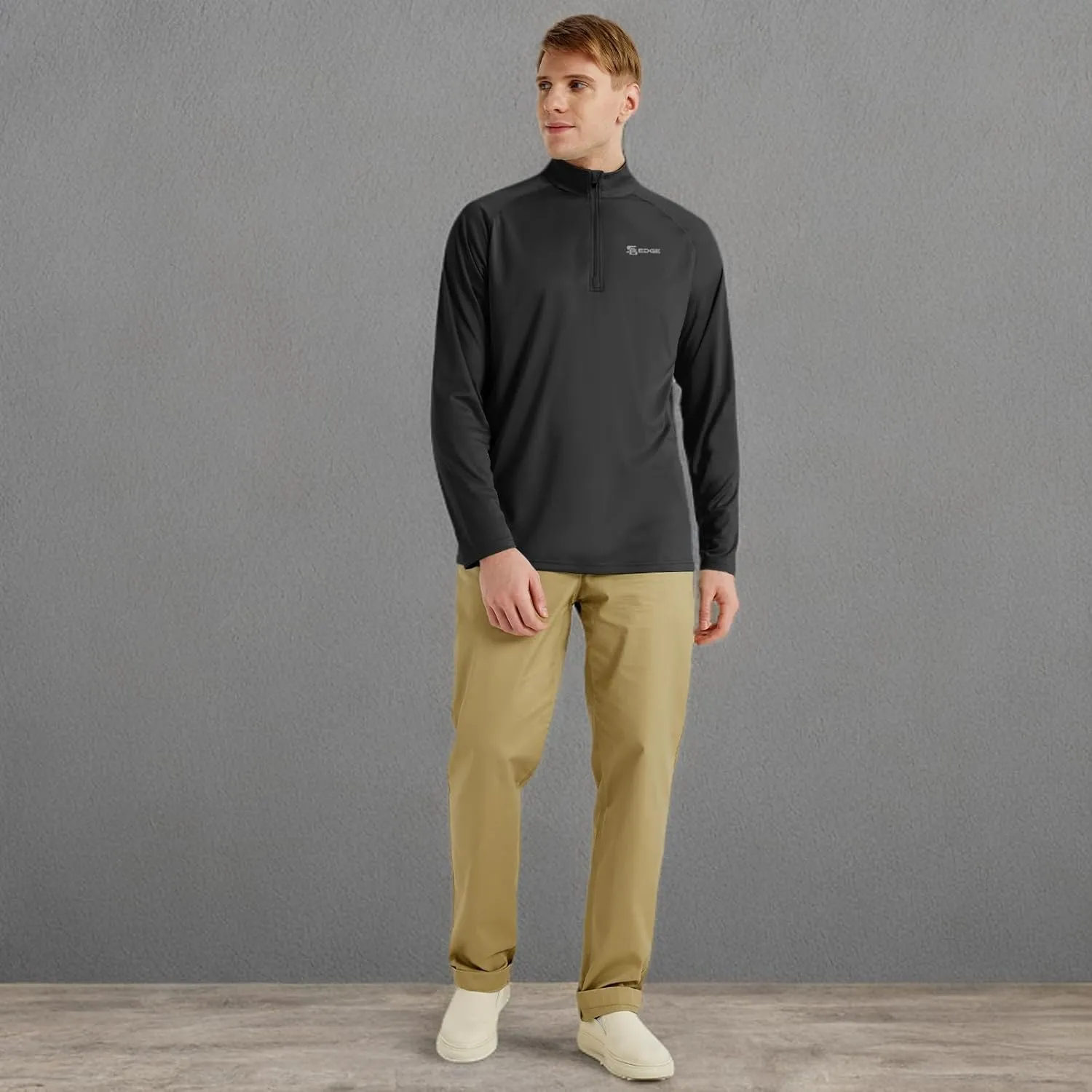Men's UPF 50  Rash Guard 1/4 Zip Stand Collar Swim Shirt Long Sleeve
