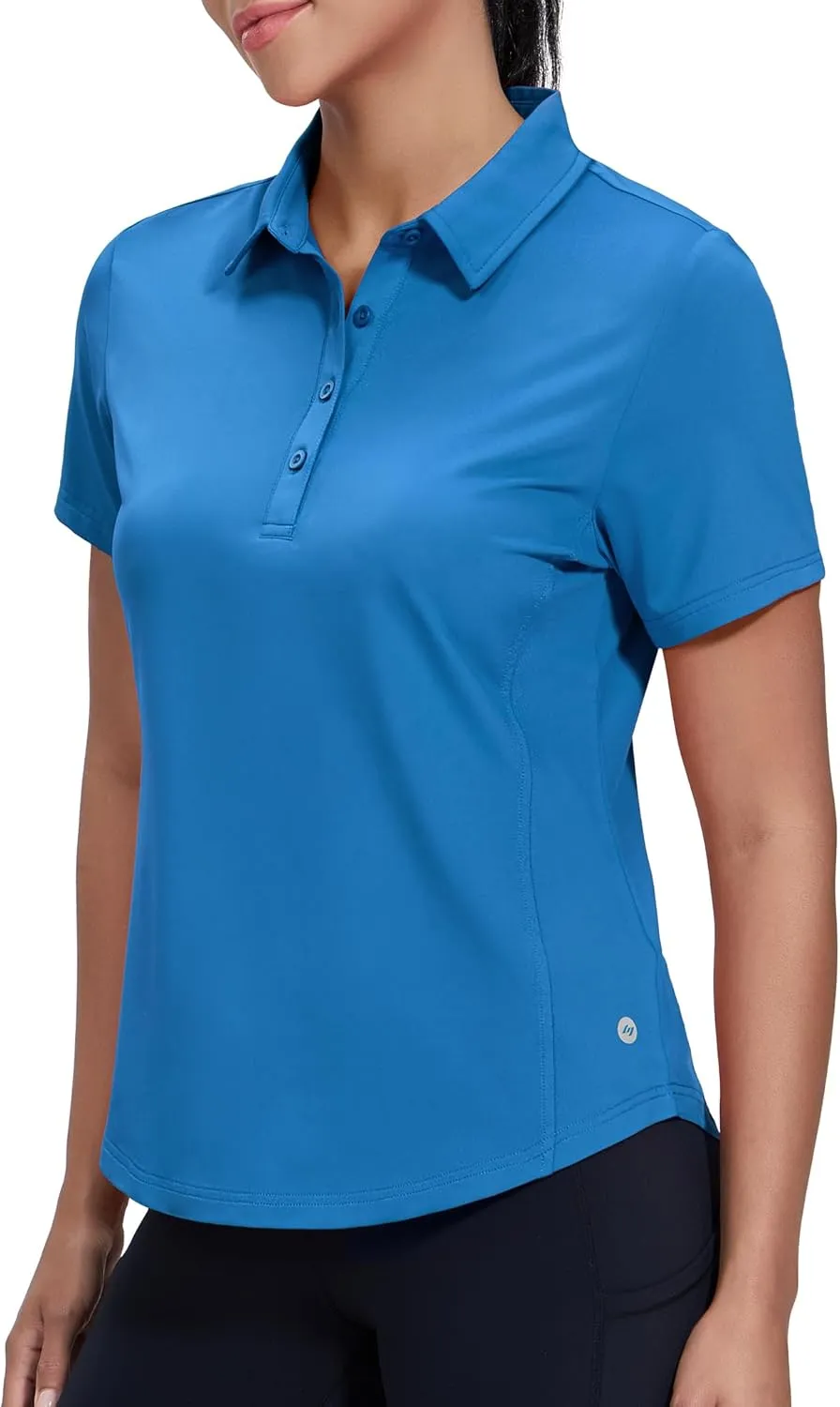 MIER Womens Golf Polo Shirts Short Sleeve Quick Dry Sun Protection Active UV Shirts Collared Tennis Tops, 4 Buttons