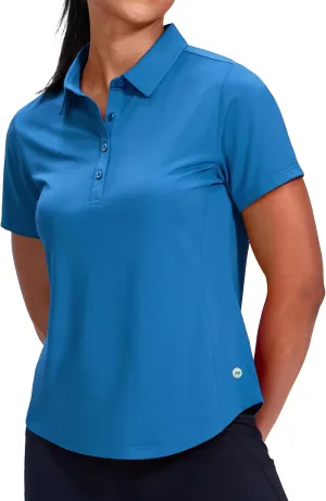 MIER Womens Golf Polo Shirts Short Sleeve Quick Dry Sun Protection Active UV Shirts Collared Tennis Tops, 4 Buttons