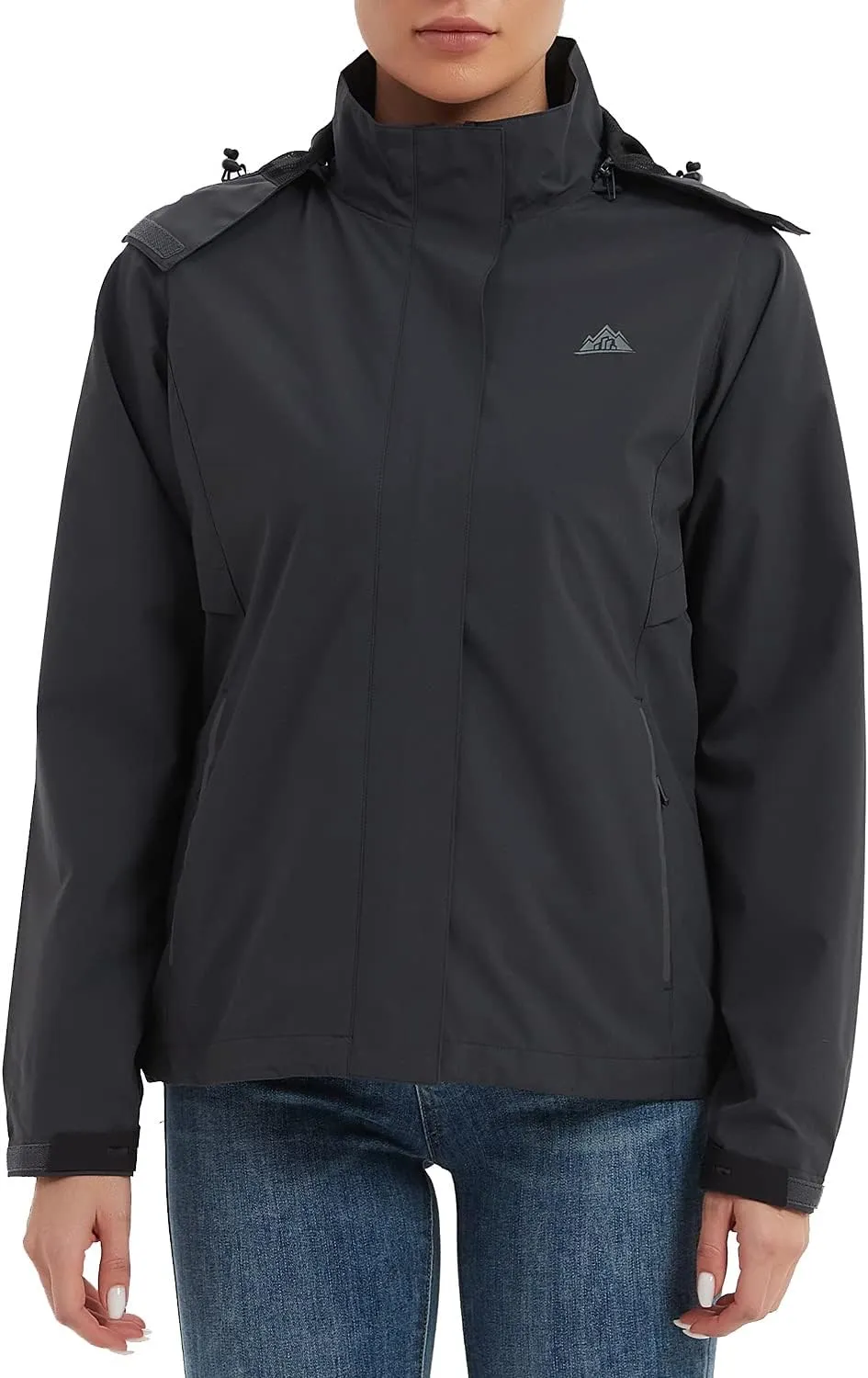 MOERDENG Women's Waterproof Rain Jacket Lightweight Raincoat Hooded Hiking Jacket Softshell Windbreaker