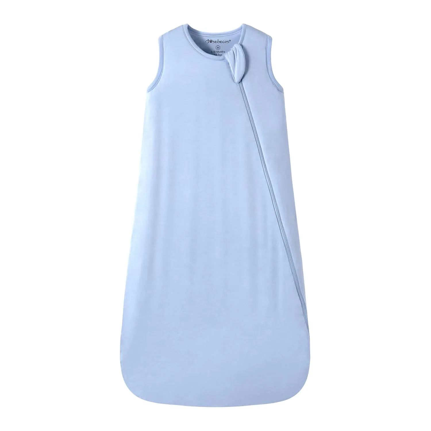 Mosebears Unisex Baby Sleep Sack 1.0 TOG, Supersoft Rayon Made from Bamboo Wearable Blanket with 2-Way Zipper (Fog Blue,6-18 Months)
