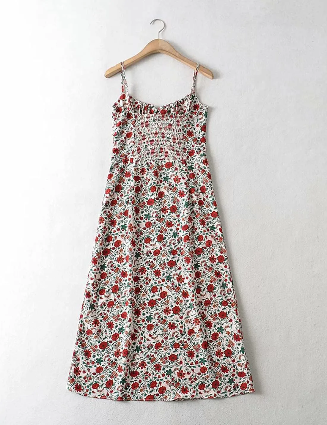 Omoone Womens Floral Dress Low-Cut Square Neck Spaghetti Strap Tie Bodycorn 90s Y2k Sun Dresses