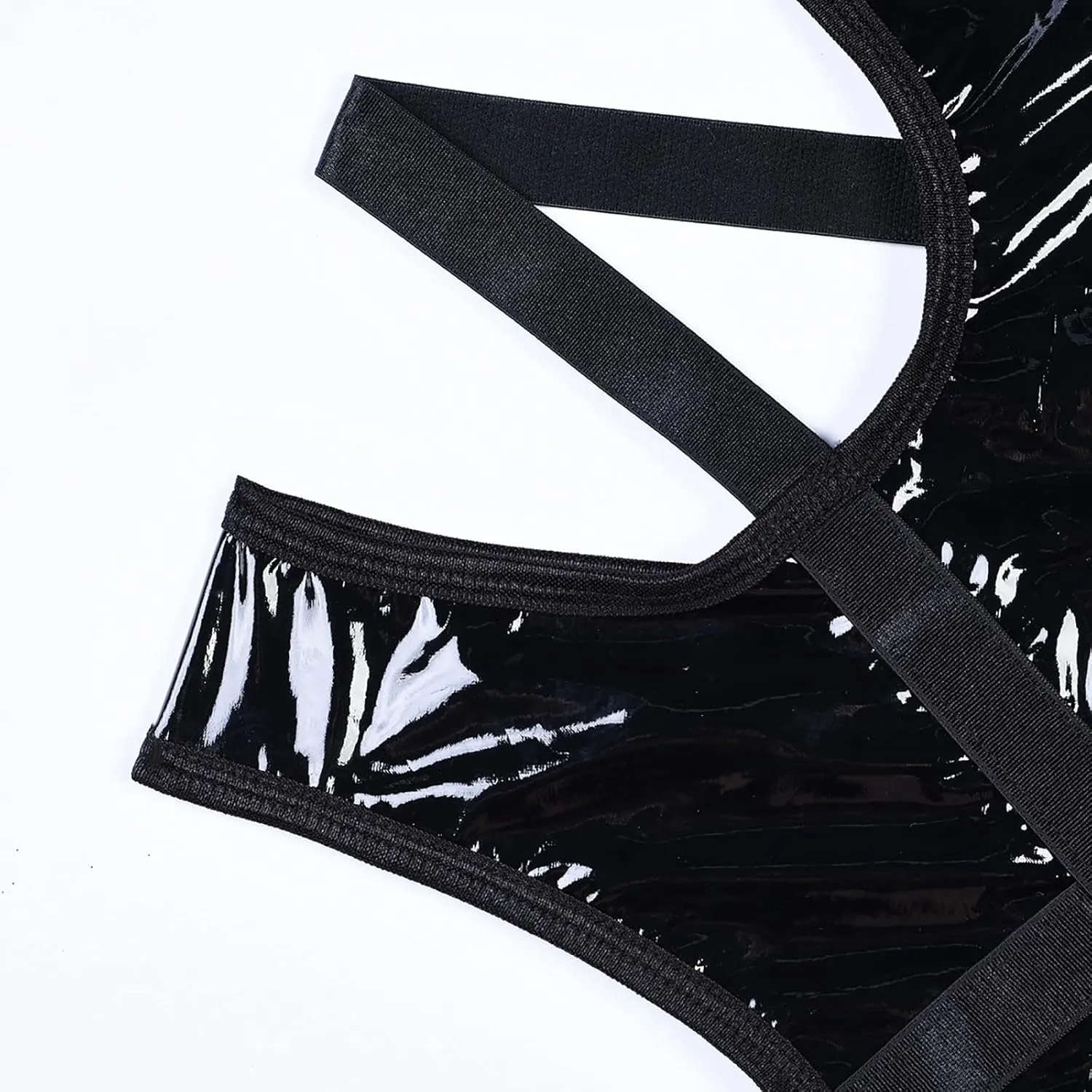 Oplxuo Leather Lingerie for Women for Sex Naughty Sexy Strappy Bodysuit Teddy Corset Lingerie Waist Cut Out Bodycon Clubwear