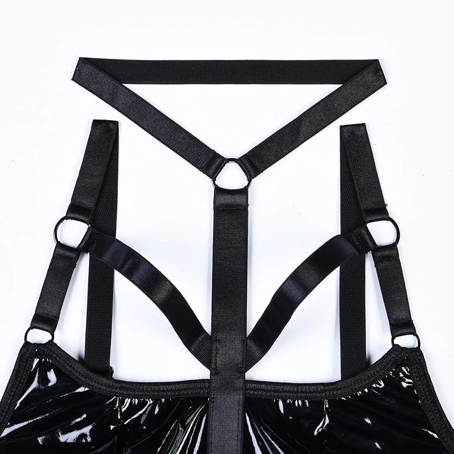 Oplxuo Leather Lingerie for Women for Sex Naughty Sexy Strappy Bodysuit Teddy Corset Lingerie Waist Cut Out Bodycon Clubwear