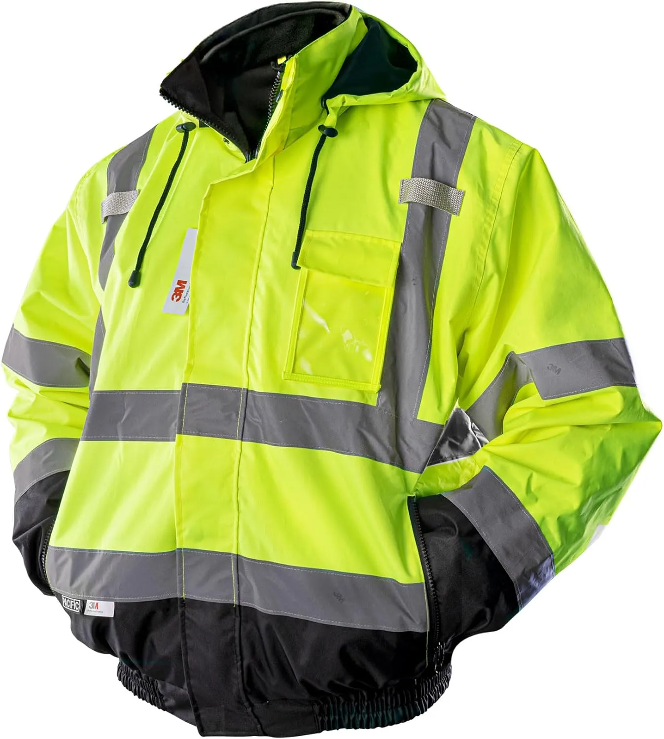 PACIFIC High Visibility Reflective Jackets for Men, Waterproof Class 3 Safety Jacket with Pockets, Bomber Safety Jacket, Mens Work Construction Coats for Cold Weather, Large
