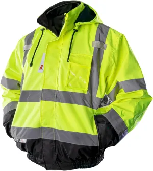 PACIFIC High Visibility Reflective Jackets for Men, Waterproof Class 3 Safety Jacket with Pockets, Bomber Safety Jacket, Mens Work Construction Coats for Cold Weather, Large