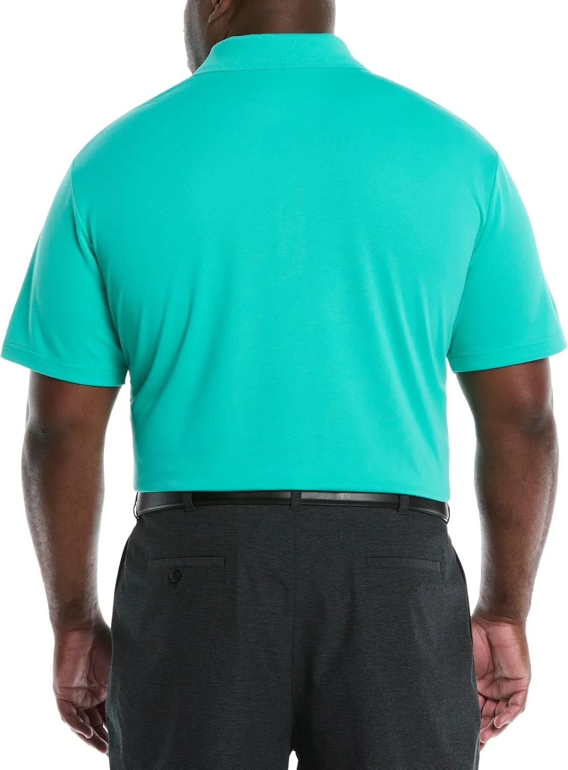 PGA TOUR Men's Airflux Solid Mesh Short Sleeve Golf Polo Shirt