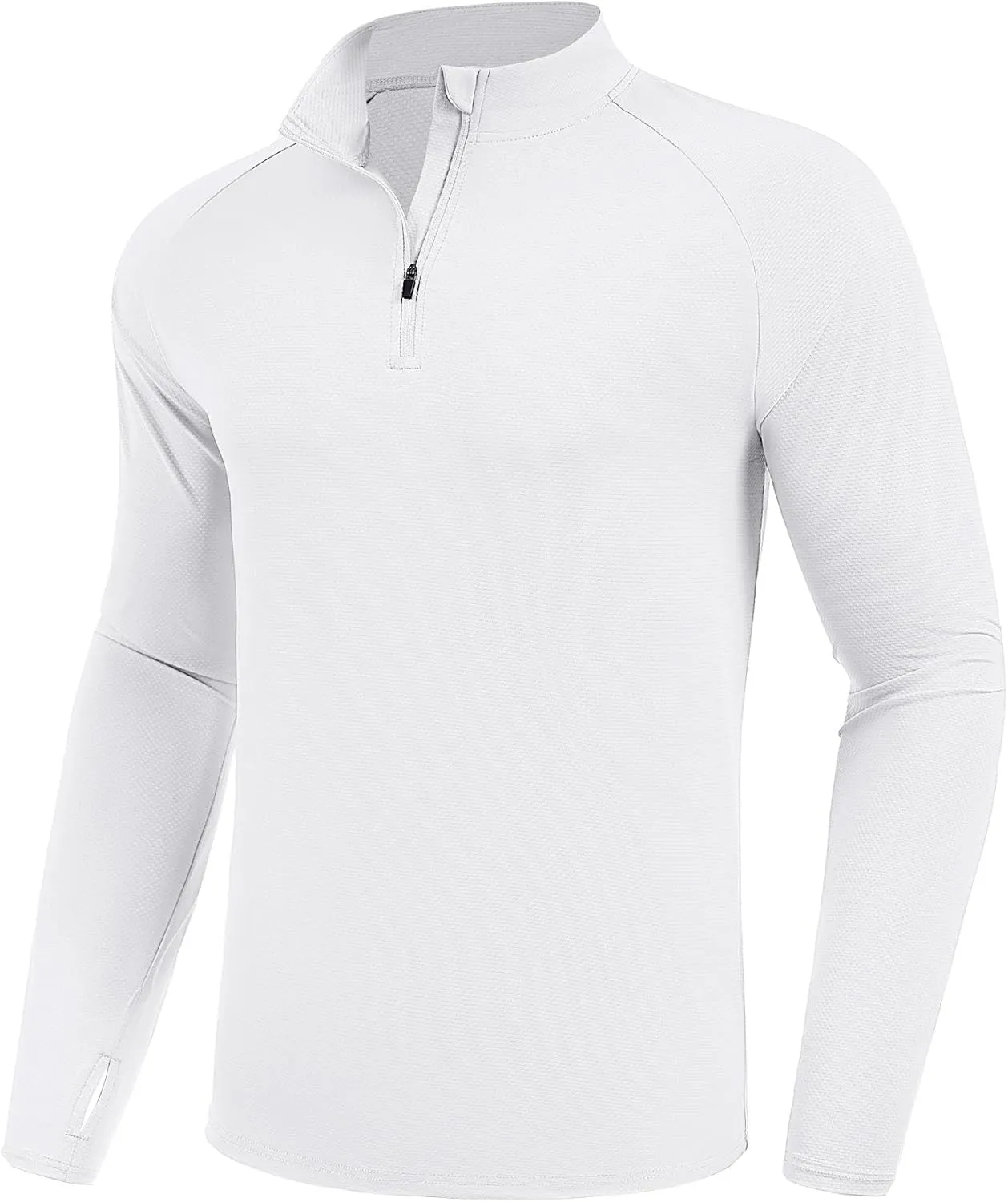 PINSPARK UV Long Sleeve Shirt for Men Quarter Zip Pullover Lightweight Rash Guard with Thumb Hole Quick Dry Workout Shirts