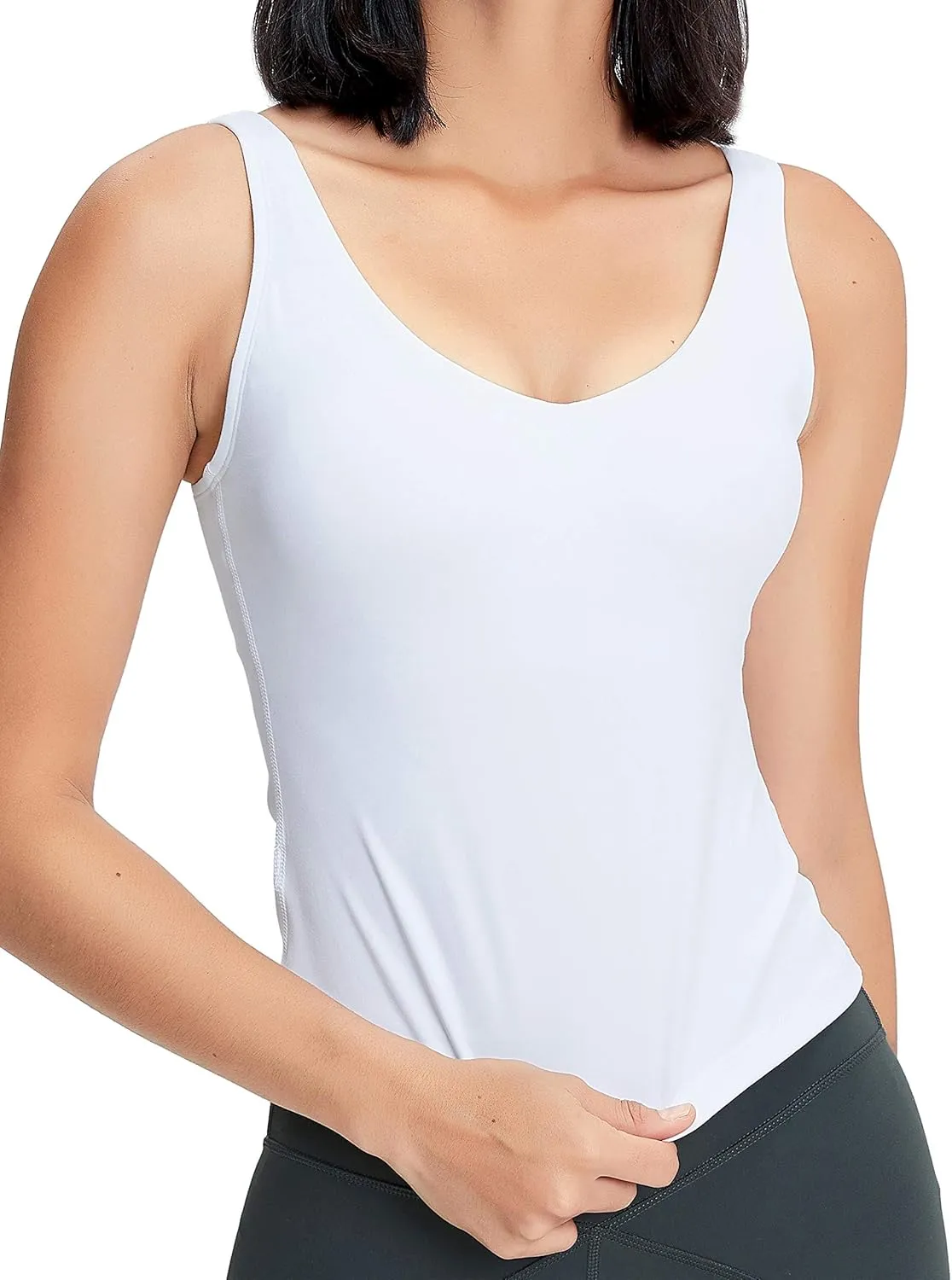 POSHDIVAH Women Sports Bra Longline Padded Tank Top Naked Feeling Workout Fitness Running Yoga Tops