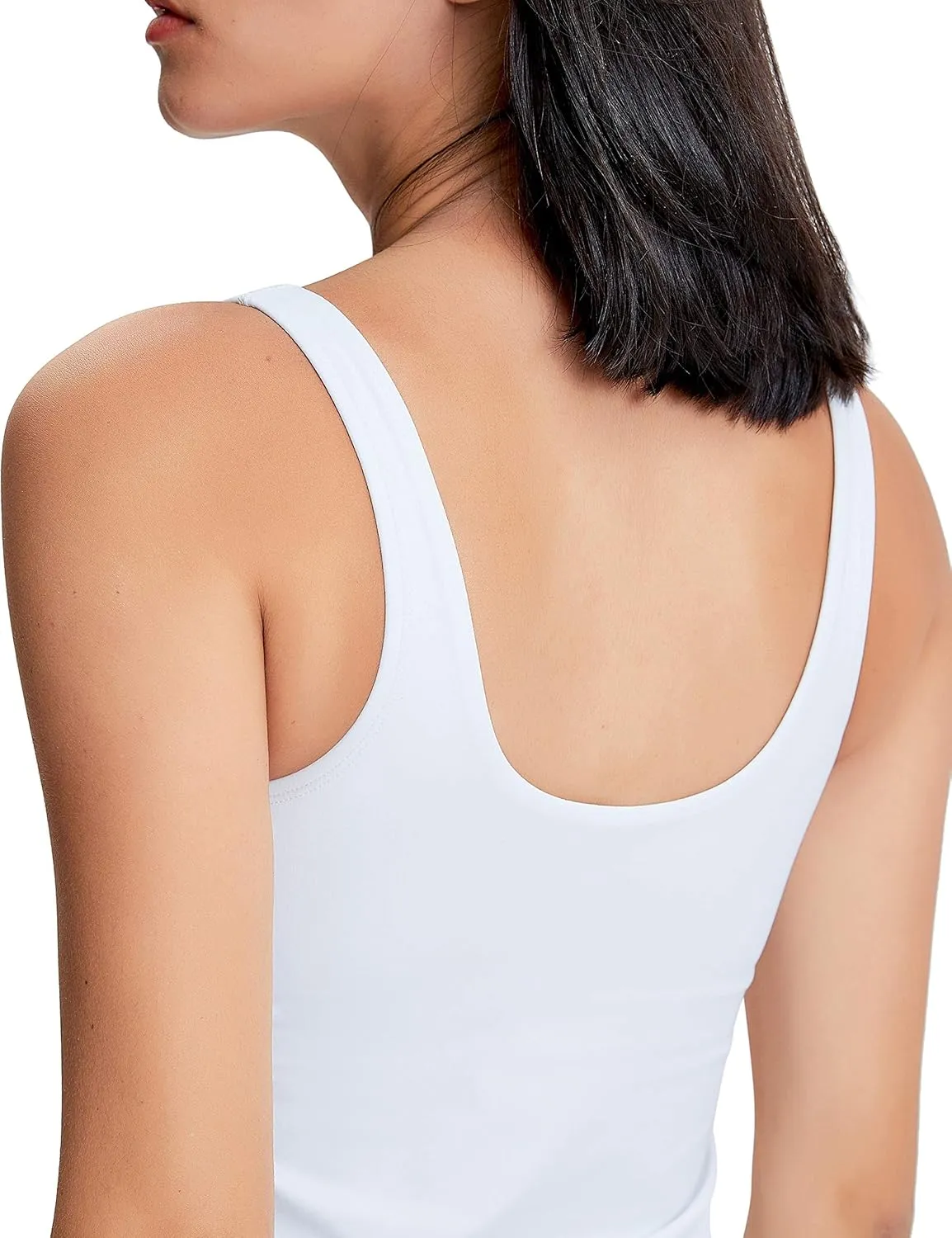 POSHDIVAH Women Sports Bra Longline Padded Tank Top Naked Feeling Workout Fitness Running Yoga Tops