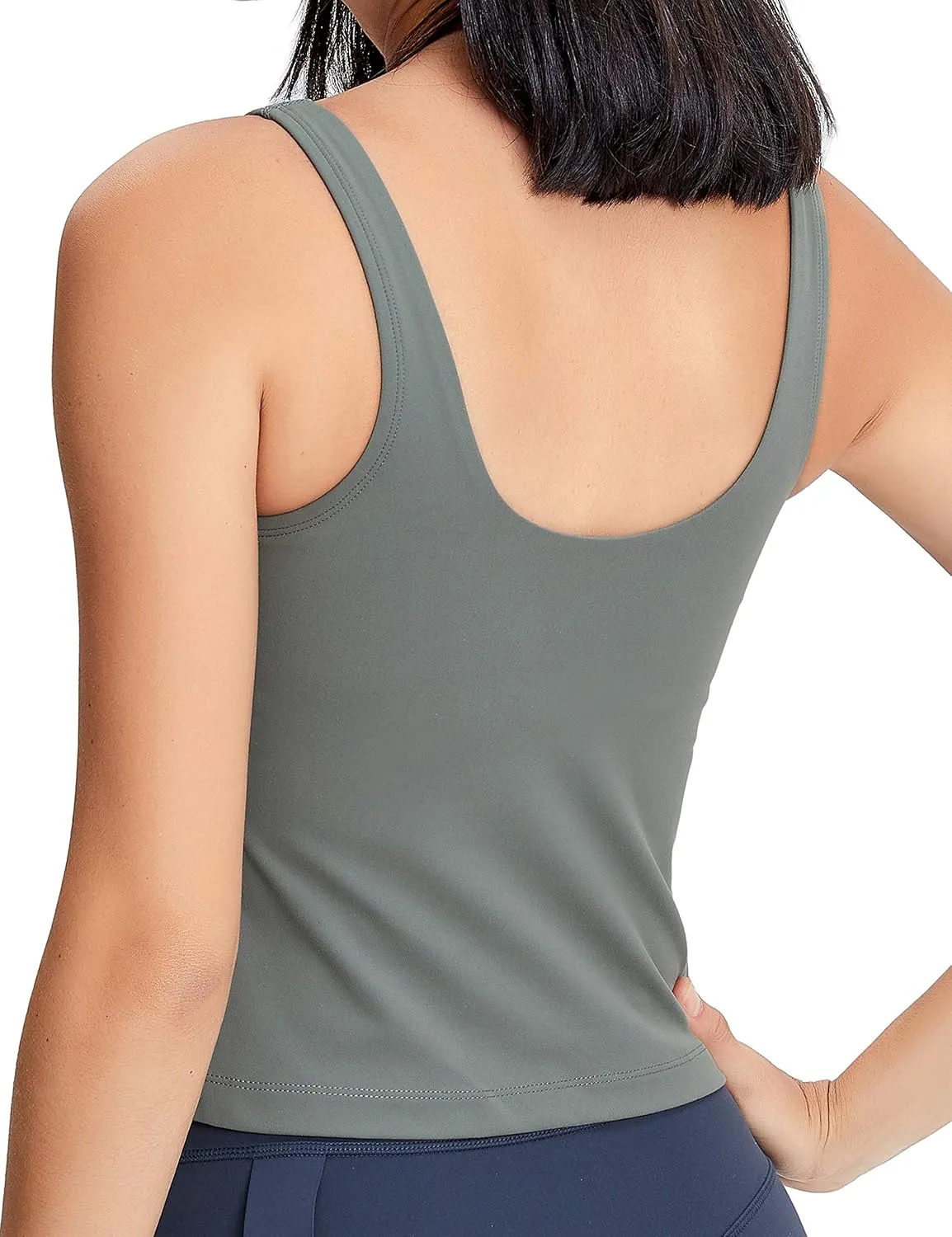 POSHDIVAH Women Sports Bra Longline Padded Tank Top Naked Feeling Workout Fitness Running Yoga Tops