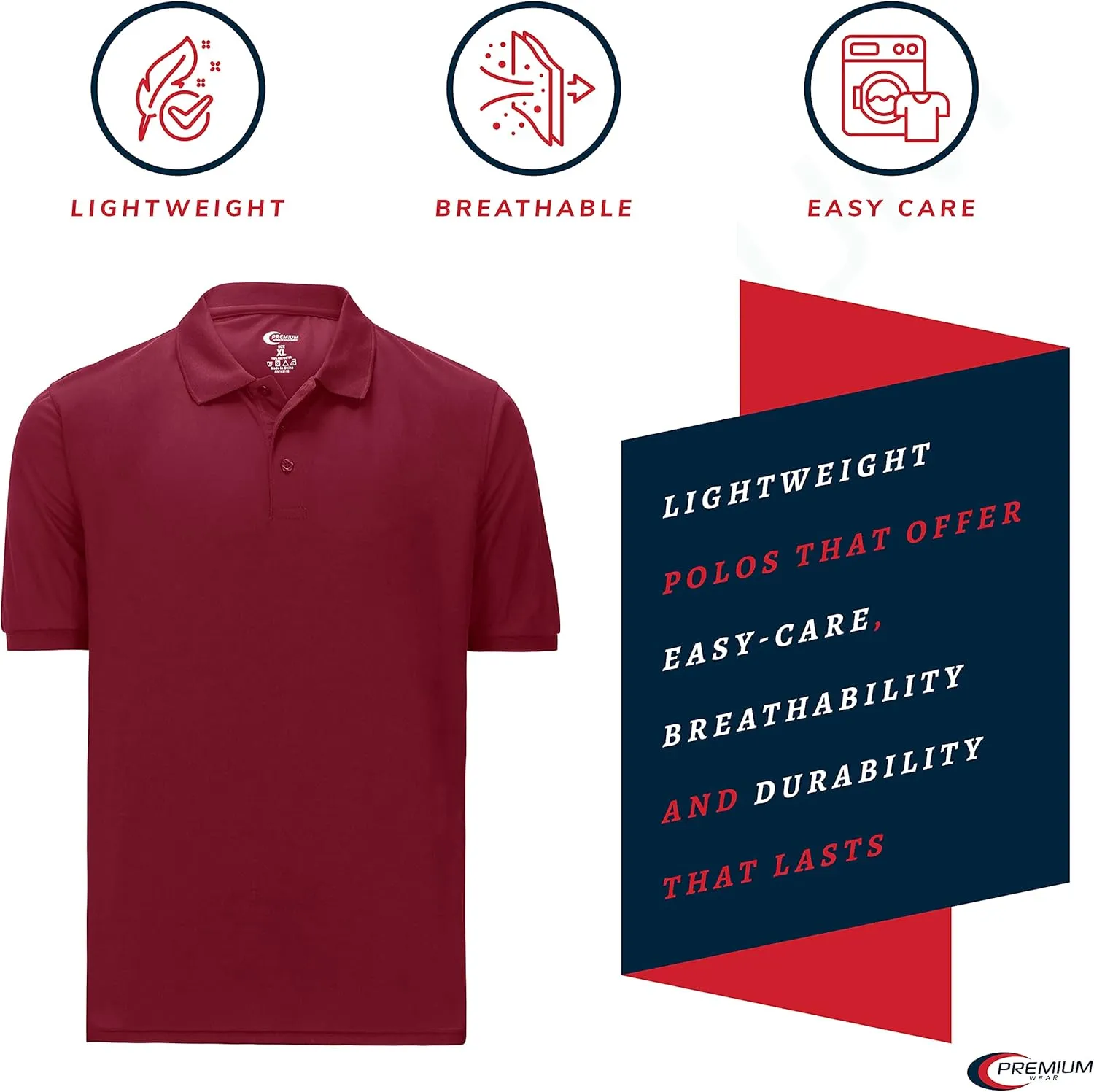 Premium Wear Boys High Moisture Wicking Polo T Shirts