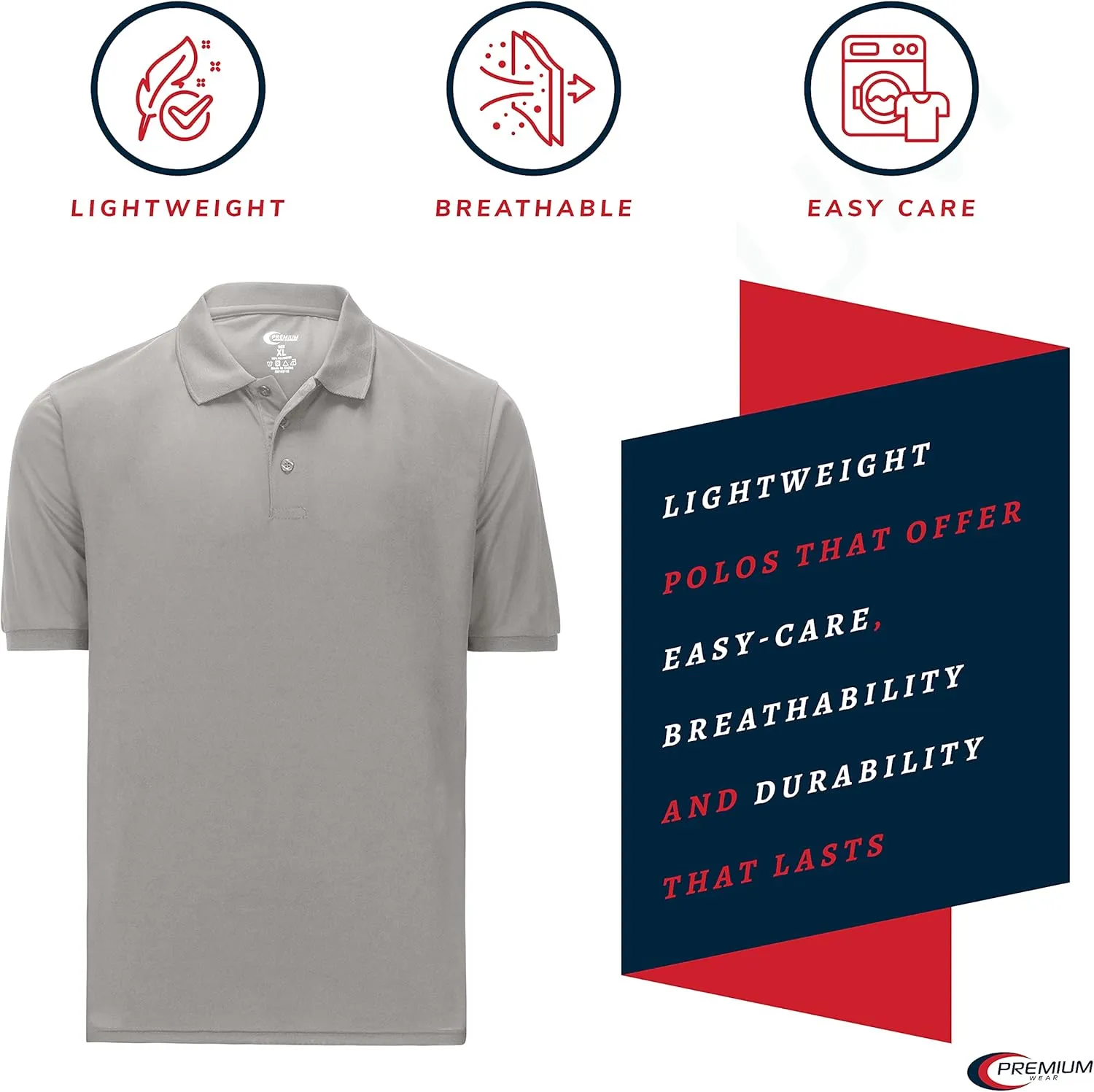 Premium Wear Men's High Moisture Wicking Polo T Shirts