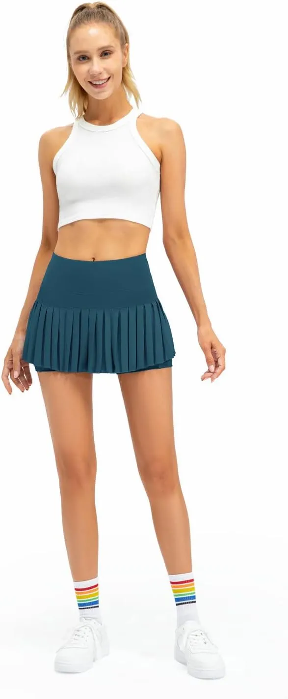 Raroauf Womens Pleated Tennis Skirts with Shorts High Waisted Mini Skirt Golf Skort Athletic Skirts Workout Pickball