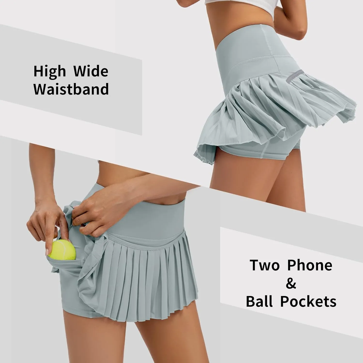 Raroauf Womens Pleated Tennis Skirts with Shorts High Waisted Mini Skirt Golf Skort Athletic Skirts Workout Pickball