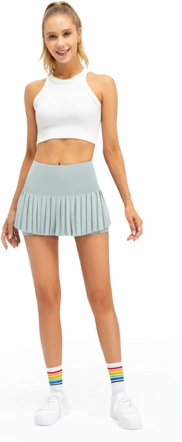 Raroauf Womens Pleated Tennis Skirts with Shorts High Waisted Mini Skirt Golf Skort Athletic Skirts Workout Pickball