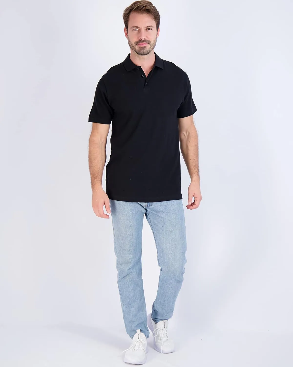 Real Essentials 3 & 4 Pack: Men's Cotton Pique Short Sleeve Polo Shirt - Performance Polo (Available in Big & Tall)