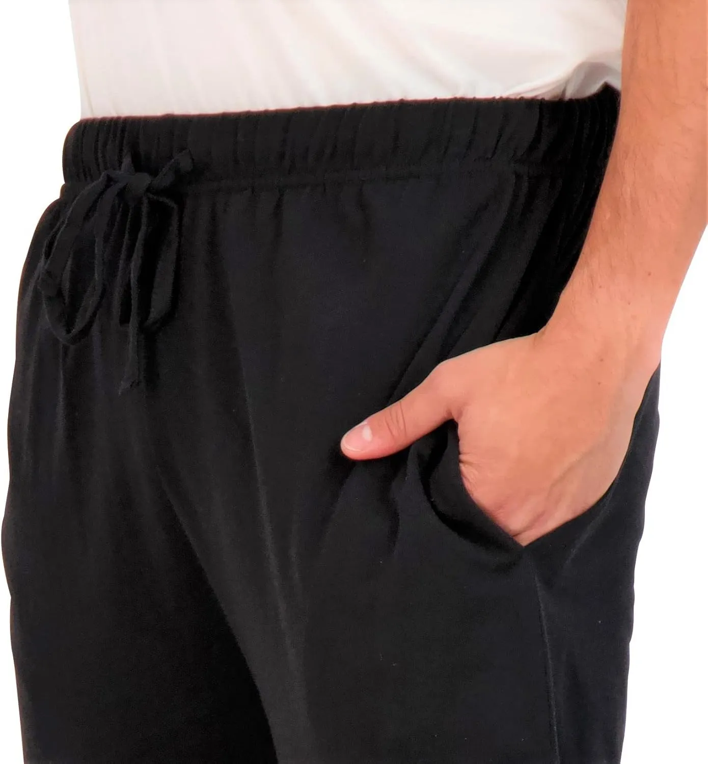 Real Essentials 3 Pack: Men's Cotton Jersey Soft Jogger Sleep Lounge Pajama Drawstring & Pockets (Available in Big & Tall)