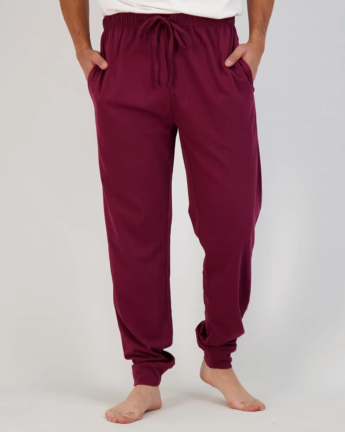Real Essentials 3 Pack: Men's Cotton Jersey Soft Jogger Sleep Lounge Pajama Drawstring & Pockets (Available in Big & Tall)