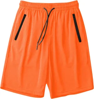 Running Shorts for Men Solid Color Drawstring Lounge Jogger Short Elastic Waist Quick Dry Shorts with Zipper Pocket
