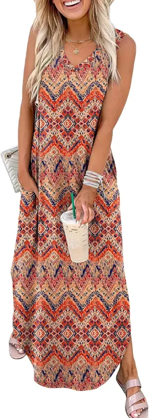 SAMPEEL Summer Dresses Maxi Dress Vacation Beach Sundresses 2025 with Pockets