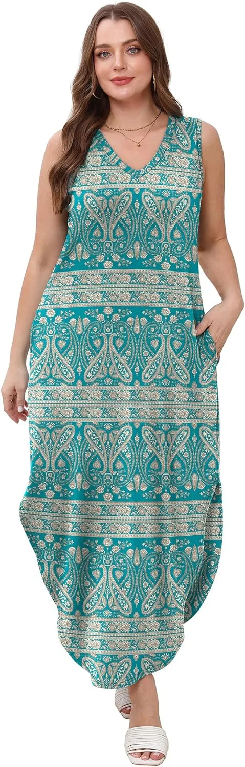 SAMPEEL Summer Dresses Maxi Dress Vacation Beach Sundresses 2025 with Pockets