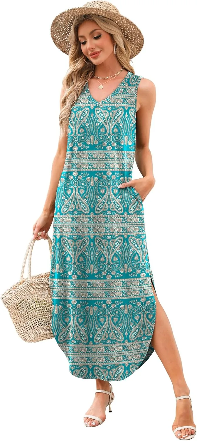 SAMPEEL Summer Dresses Maxi Dress Vacation Beach Sundresses 2025 with Pockets