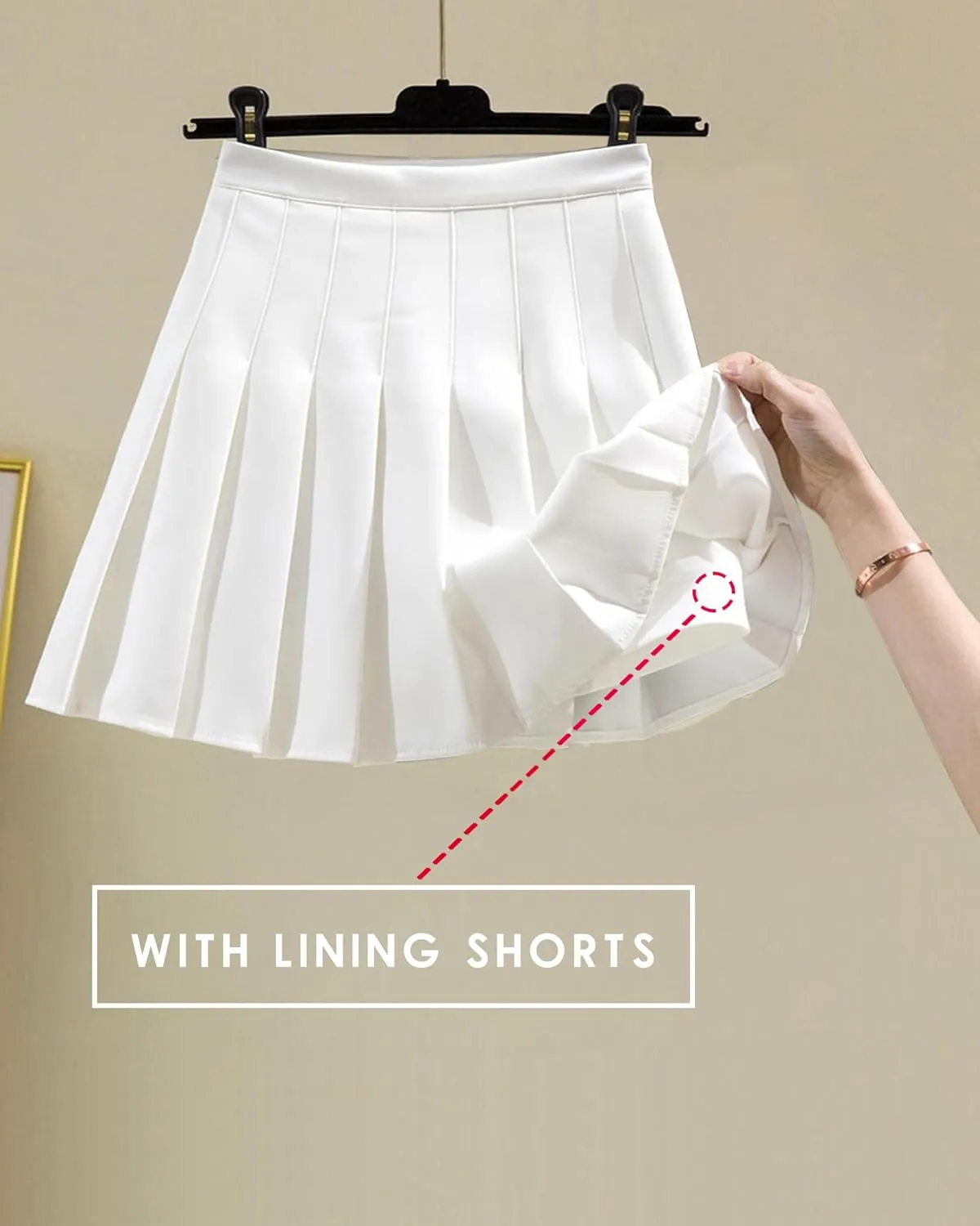 SCKTOO Womens Girl High Waisted Pleated Tennis Skirt School A-Line Skater Skirts with Lining Shorts