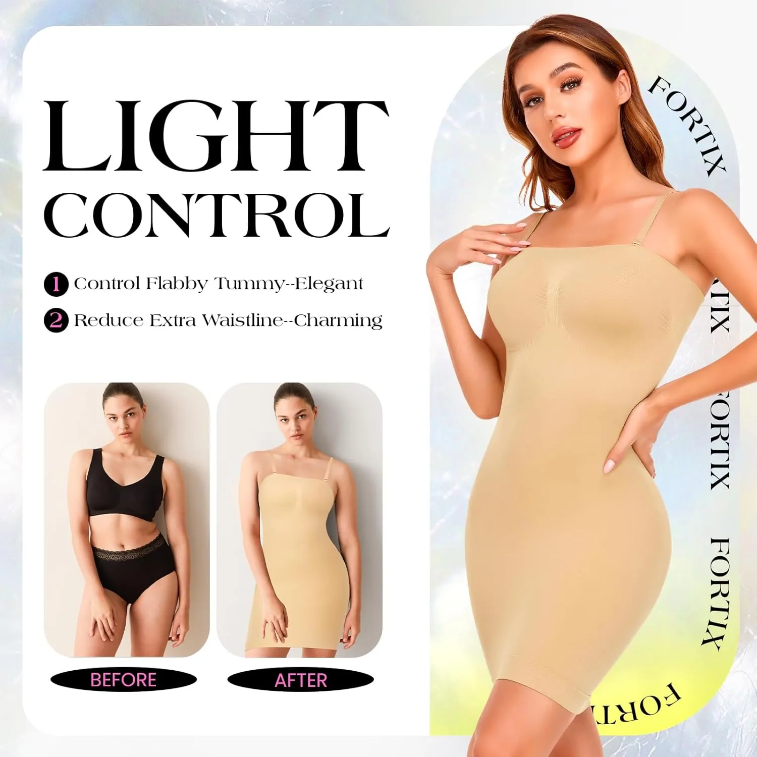 Shapewear Dress Slips for Women Tummy Control Body Shaper Under Dress Cami Mini Full Slips Seamless
