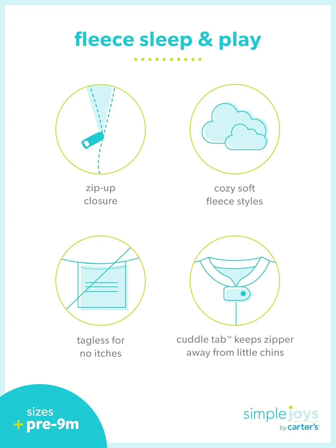 Simple Joys by Carter's Baby Girls' Fleece Footed Sleep and Play, Pack of 2