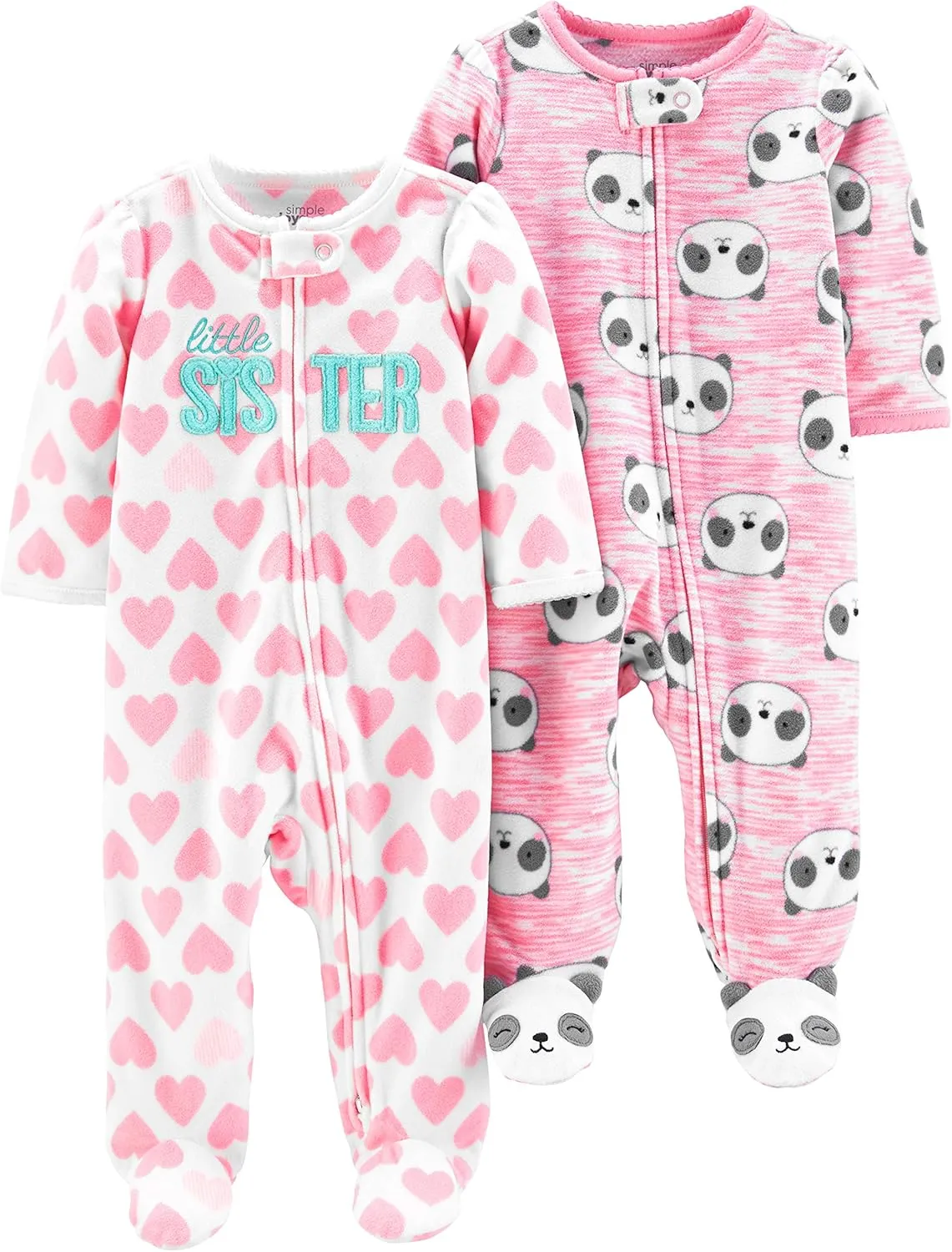 Simple Joys by Carter's Baby Girls' Fleece Footed Sleep and Play, Pack of 2