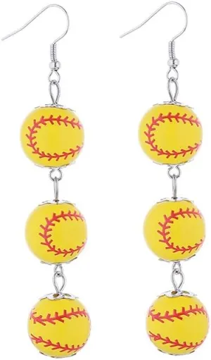 Sport Dangle Earrings Baseball Basketball Volleyball Football Rugby Earrings For Sport Lover Fans Players Statement Wooden Dangle Earring For Women Girls Lightweight Mother's Day Gifts