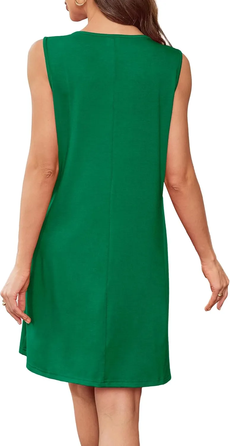 Summer Dresses for Women Sleeveless Lace Crewneck Sundress (S-3XL)