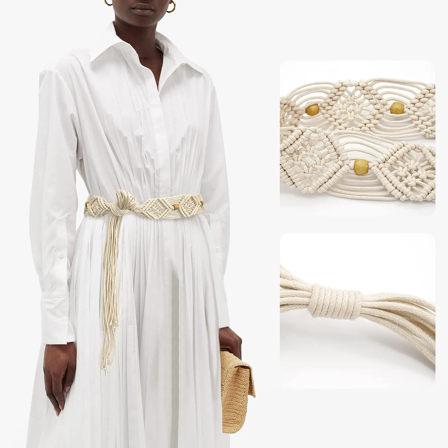 Suyi Boho Braid Belt for Women Bohemian Woven Waist Belts for Dress