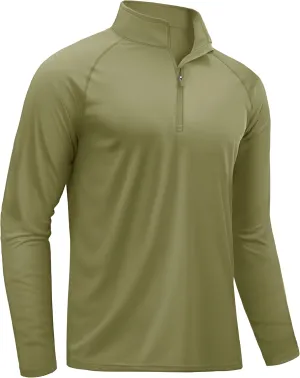 TACVASEN Men's Long Sleeve Athletic Shirts 1/4 Pullover Zip Sun Protection Rash Guard UPF 50  Outdoor Running T-Shirts