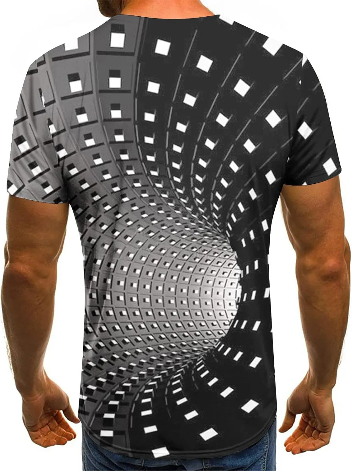Unisex Fashion 3D Print T-Shirts Funny 3D Abstract Art Trippy Graphics Crewneck Short Sleeve Tops for Mens Womens