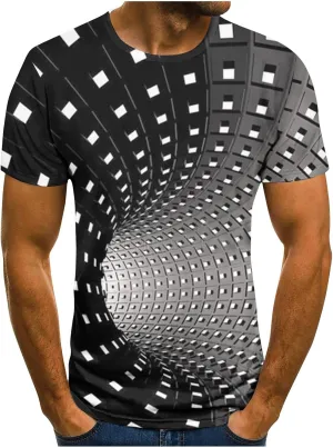 Unisex Fashion 3D Print T-Shirts Funny 3D Abstract Art Trippy Graphics Crewneck Short Sleeve Tops for Mens Womens