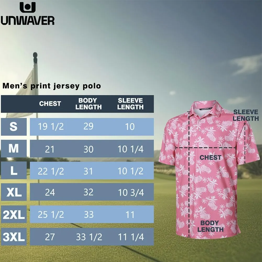 UNWAVER Mens Funny Golf Polo Shirts, UV Protection Fashion Hawaiian Dry Fit Wicks Moisture Mens Polo Shirts Short Sleeve