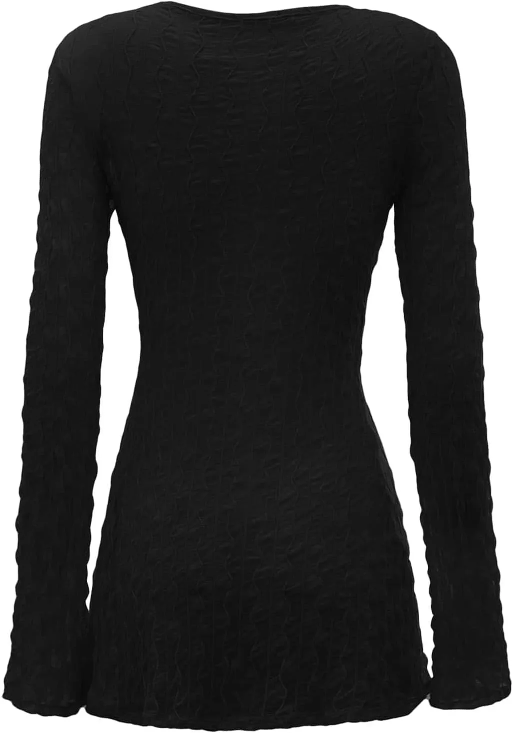Verdusa Women's 90s Top Bell Long Sleeve Tie Front Textured Sheer T-Shirt Cardigan