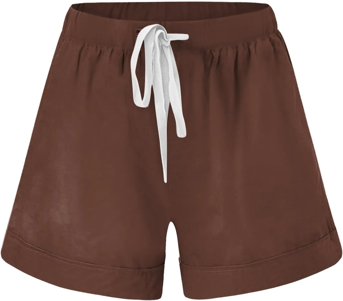Women Summer Casual Shorts Drawstring High Waisted Pull On Shorts Beach Lightweight Short Pant Fashion Vacation Outfit