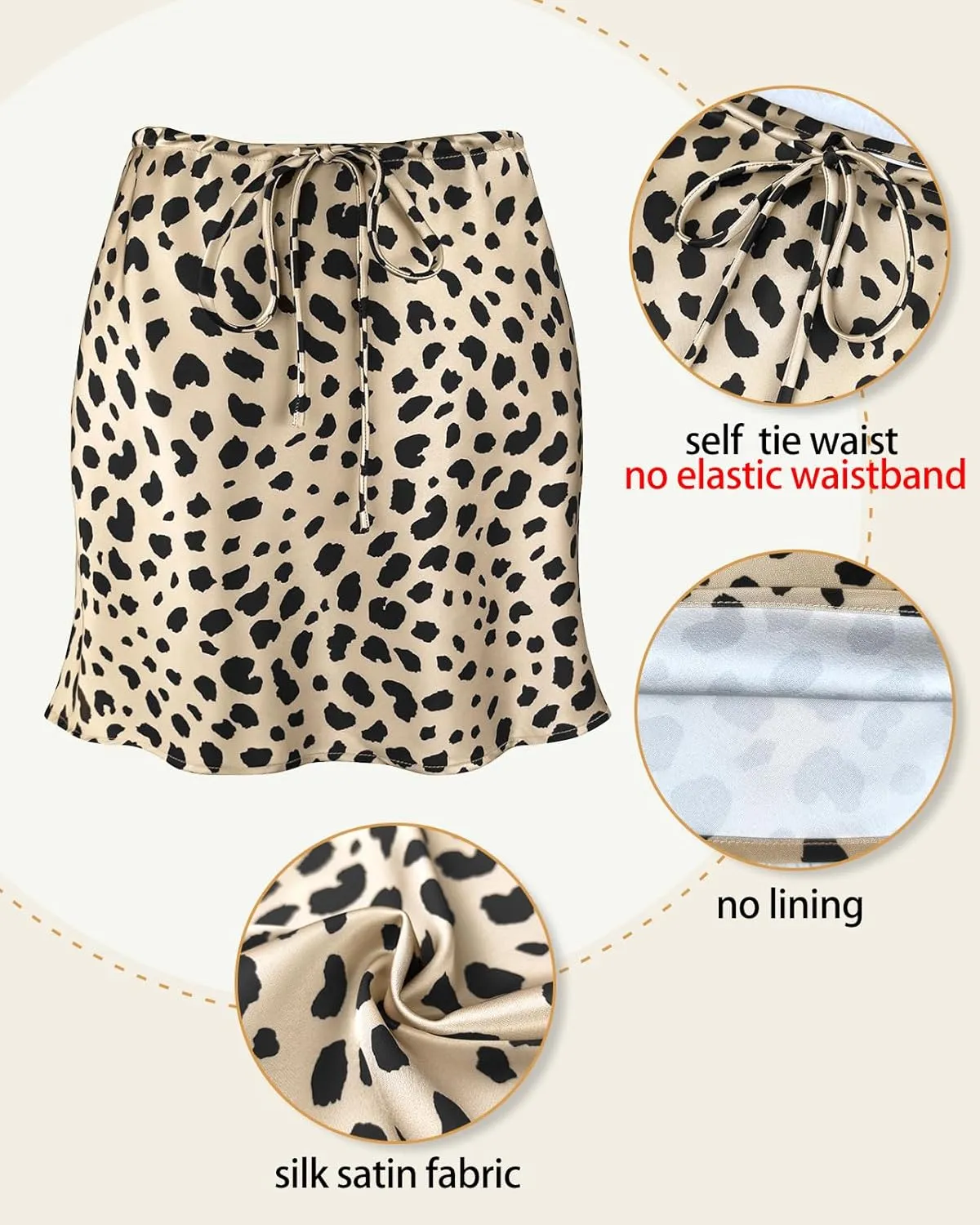 Women's Drawstring Satin Mini Skirt High Waisted Elegant Casual A-Line Flared Silk Short Skirts for Women