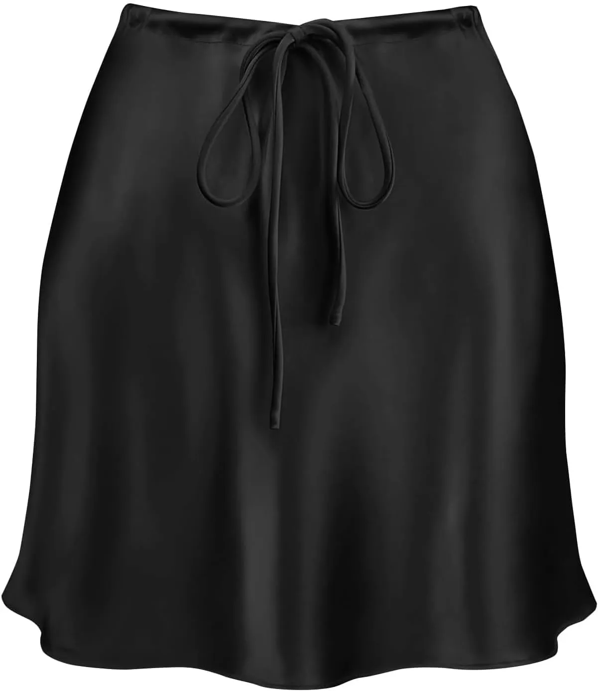 Women's Drawstring Satin Mini Skirt High Waisted Elegant Casual A-Line Flared Silk Short Skirts for Women
