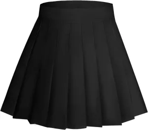 Womens Girl High Waisted Pleated Tennis Skirt A-Line Mini Skirt Uniform Athletic Cheerleader Skirt with Lining Short