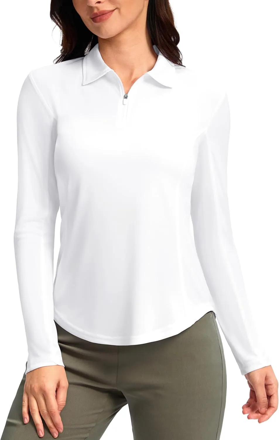 Women's Golf Shirts Lightweight UPF 50  Long Sleeve Shirts UV Protection Quick Dry Cool Polo Shirts for Women Work Outdoor